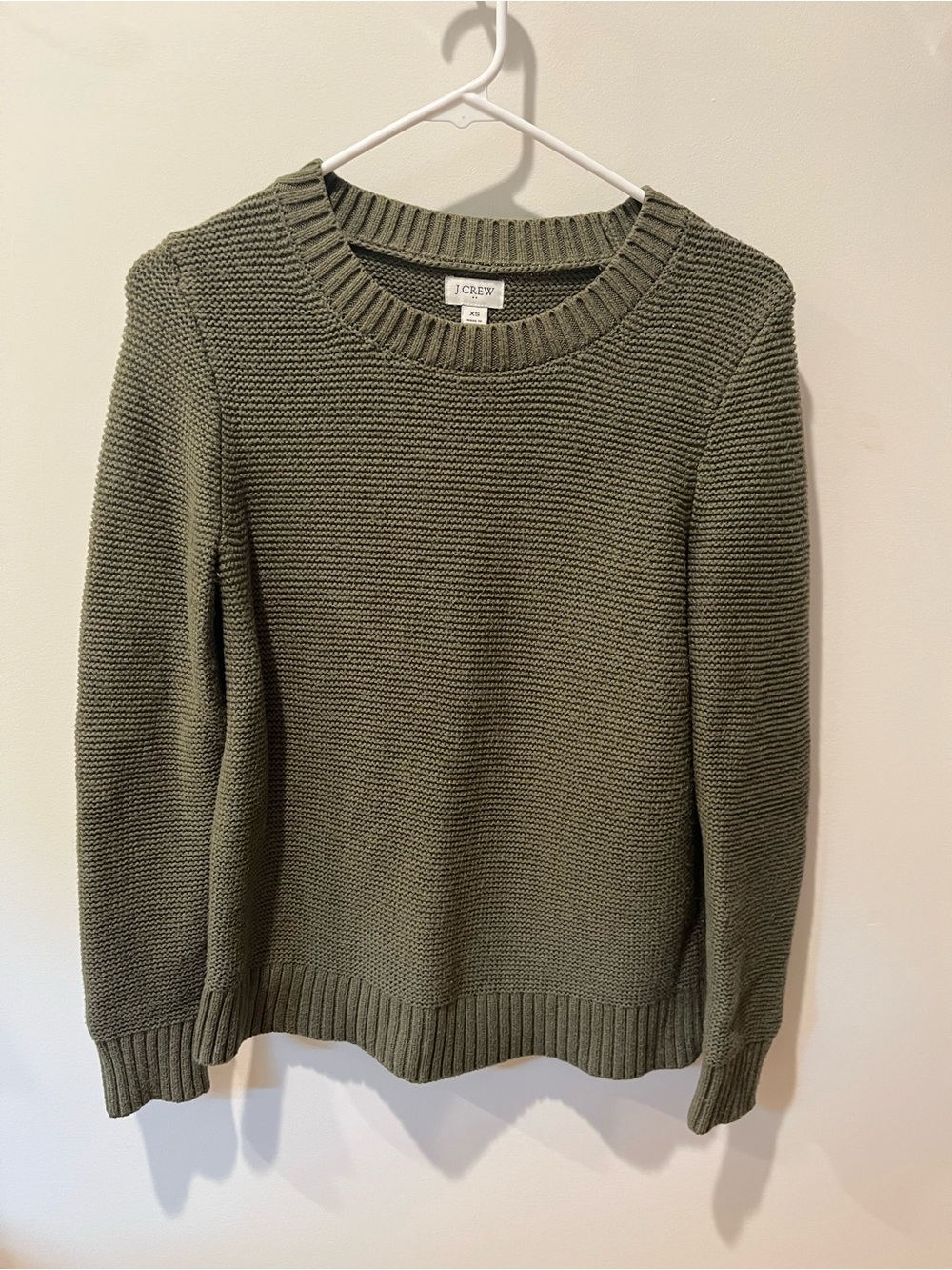 J. Crew Olive Green Textured Crewneck Sweater